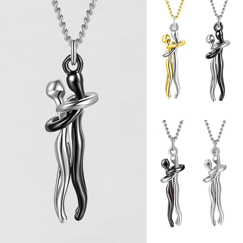 Unisex Hugging Couple Pendant Necklace Clavicle Chain